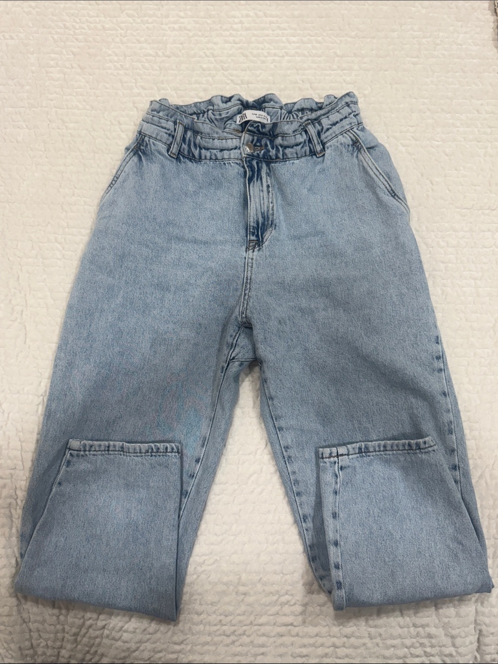 ZARA Light Blue Boyfriend Paperbag Jeans